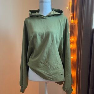 All Saints Cotton Green Hooded Batwing Sleeve Sweatshirt RETAIL $248